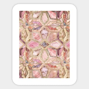 Geometric Gilded Stone Tiles in Blush Pink, Peach and Coral Sticker